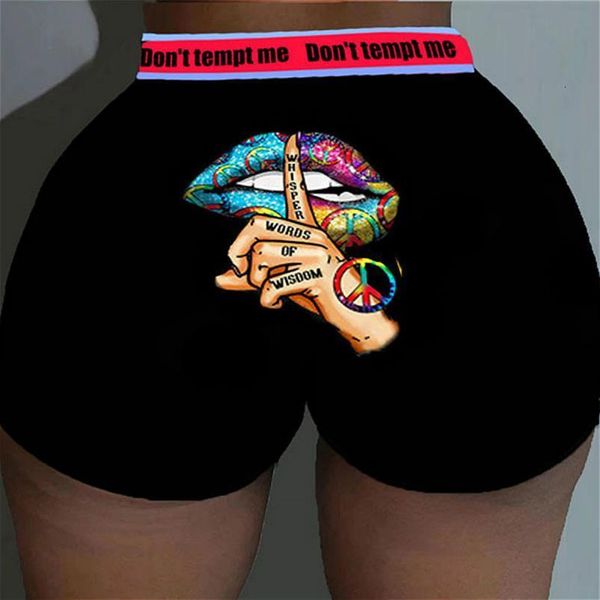 

high waist fashion women short print summer casual sports elastic skinny hip, White;black