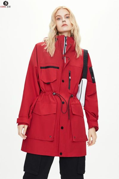 

women's trench coats autumn and winter fashion ladies windbreaker jacket in the long casual, Tan;black