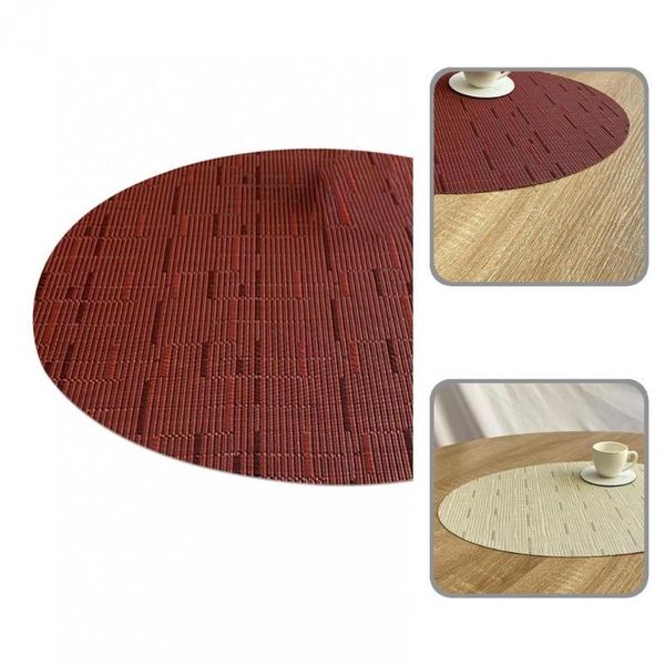 

mats & pads nordic round table placemats anti slip drink coasters insulated solid bamboo texture pvc decor for kitchen