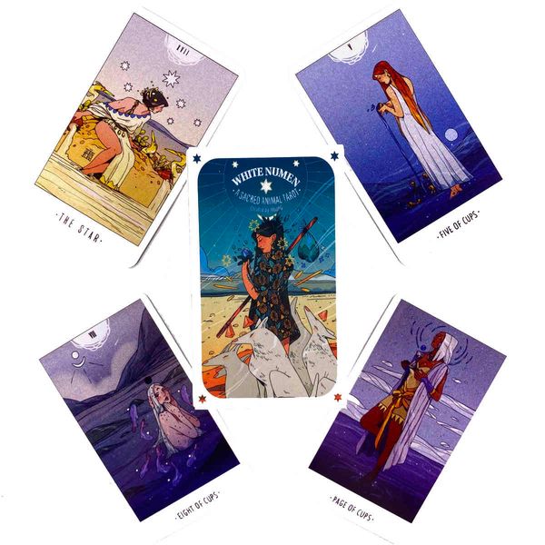 

white numen a sacred animal tarot deck leisure party table game fortune-telling oracles cards with guide book