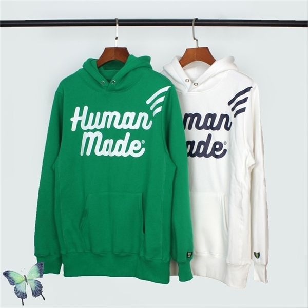 

human made hoody black green couple dress fleece hoodies sweatshirts 210420