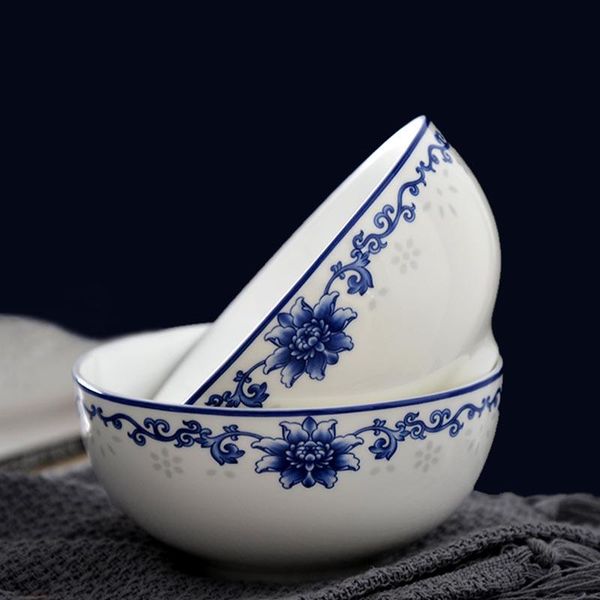 

bowls 5/7inch blue and white porcelain art rice bowl microwave tableware chinese breakfast ramen noodle soup container