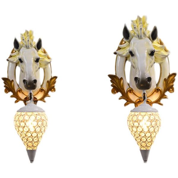 

wall lamps retro luxury resin lamp modern creative horse head light vintage home decor bedroom corridor aisle sconce fixture