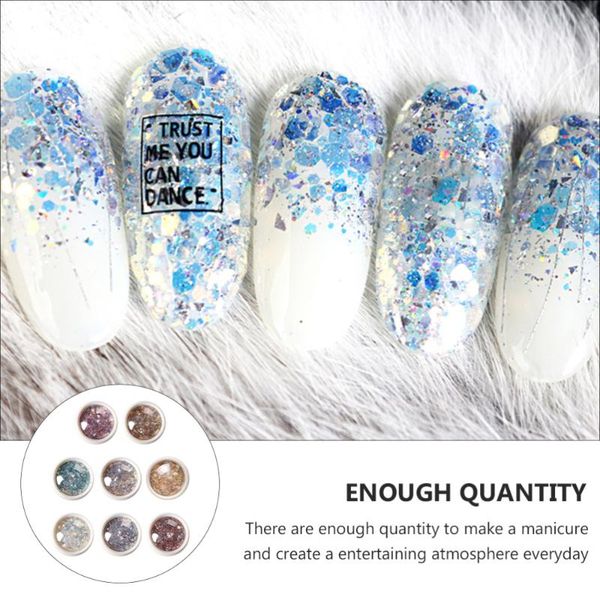 

nail glitter 8pcs fingernail decorative powder manicure diy and sequins, Silver;gold