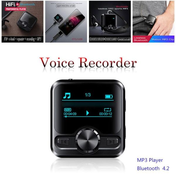 

& mp4 players m9 mini bluetooth 4.2 sport player hifi mp3 music sound record ipx6 fm radio 1.2 inch digital display walkman