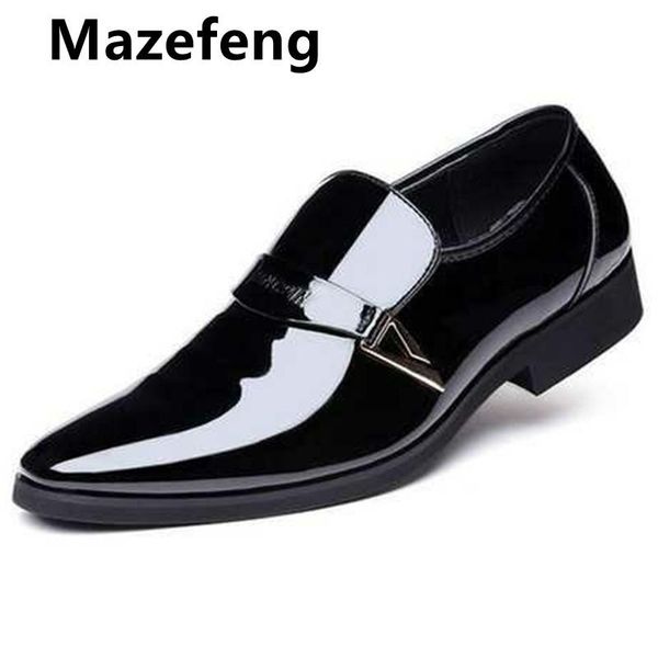 

dress shoes patent leather for men formal coiffeur office classic brown designer italian buty meskie, Black