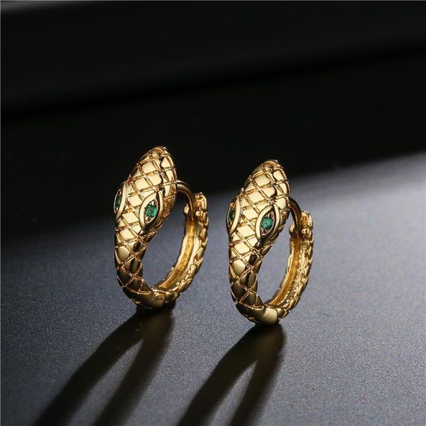 

hoop & huggie european and american retro bohemian copper snake-like earrings 2021 trend women's exquisite jewelry, Golden;silver