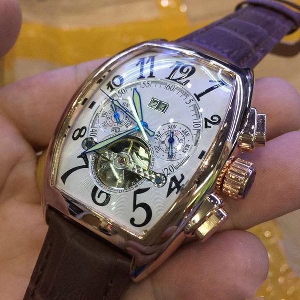 

4-men watches designer brand fm automatic movement tourbillon date dive mens mechanical watch fashion sports wristwatches montre de luxe, Slivery;brown