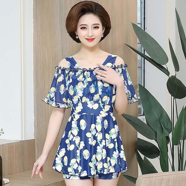 

foral one piece swimsuit women lace beach dress 2021 plus size swim off shoulder bathing suit see through swimwear one-piece suits