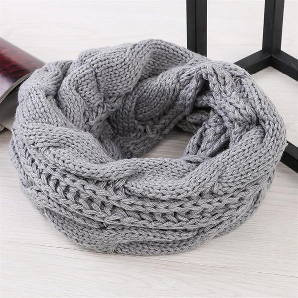 

scarves 2021 warm knitted circle scarf winter women men neck cable ring infinity foulard casual outdoor snood bufanda, Blue;gray