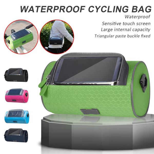 

car & truck racks cycling bicycle head storage bags bike tube handlebar cell mobile phone bag case holder cross body touch screen mount