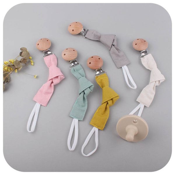 

baby pacifier holders chain clips natural wooden cotton pacifiers newborn teeth practice toys infant feeding teether b7978