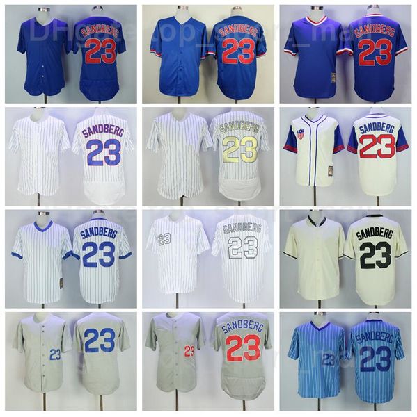 

retro 1909 1942 1969 1984 vintage baseball 23 ryne sandberg jersey flexbase cool base pullover pinstripe team color retire cooperstown high, Blue;black