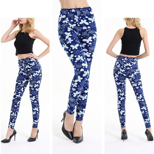 

women's leggings summer arriaval color feathers 3d printed women fitness activewear elastic mid waist trousers drop, Black