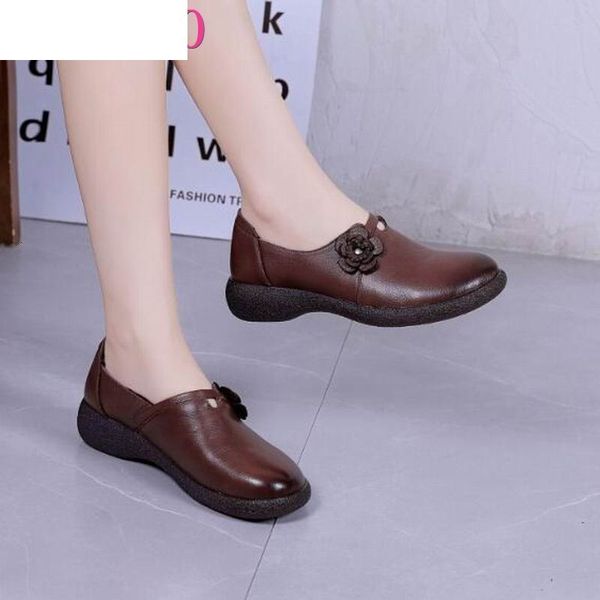 

sandals women comfortable loafers low heels spring shoes fashion handmade genuine leather casual soft flats lazy shoe 26pq, Black