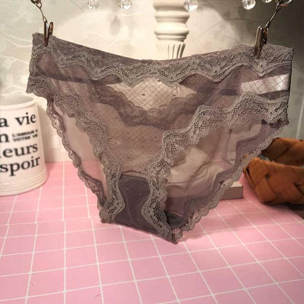 

panties traceless hollow mesh breathable women lace underwear feminine pure cotton mid low waist briefs, Black;pink