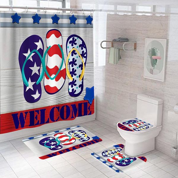 

shower curtains durable waterproof curtain set with 12 hooks toilet covers bath mat non-slip rug polyester washable home decor