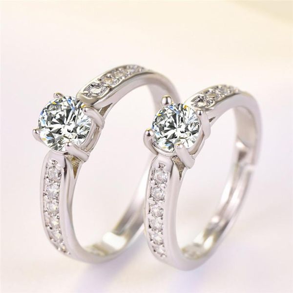 

wedding rings personalized stainless steel diamond engagement ring 2pcs/pair, Slivery;golden
