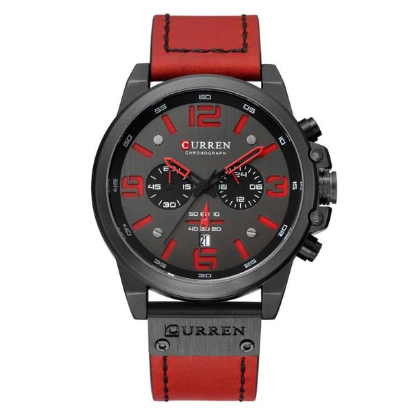 

wristwatches curren fashion leather strap quartz chronograph men's watch casual date business clock relogio, Slivery;brown