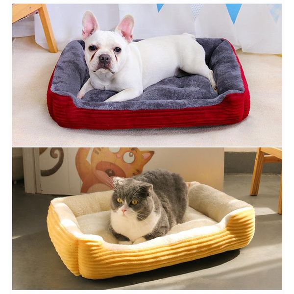 

winter warm cat dog sleeping bed flannel house cats soft plush puppy nest cushion pet mat for small medium big dogs beds & furniture