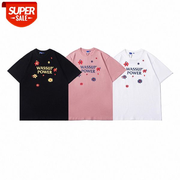 

small flower t-shirt couple black casual loose short sleeves #wc8z, White;black