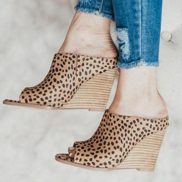 

slippers summer women's wedge shoes solid color open toe sandals slip-on stacked female casual peep 2021 fashion women, Black