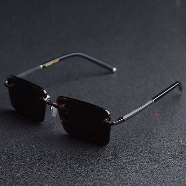 

design sunglasses evove stone glass male rimless sun for men gold grey eyewear uv400 heavy 6kv4, White;black