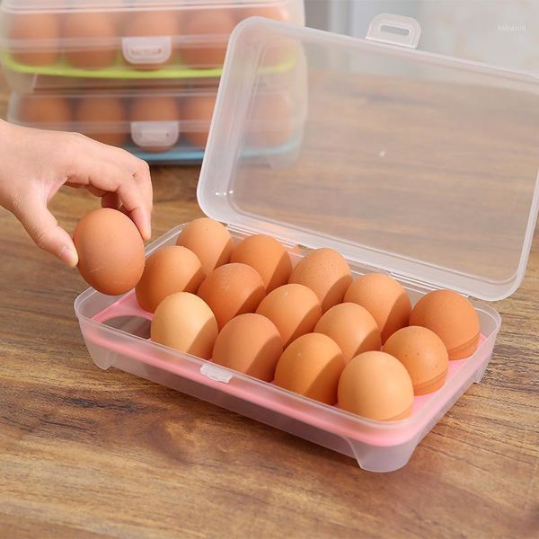 

storage bottles & jars plastic 15 lattices anti-collision single layer transparent box refrigerator crisper portable egg holder