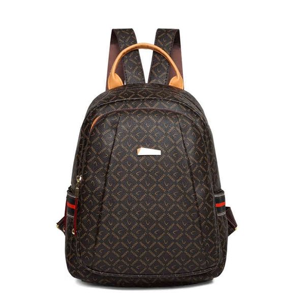 

70% off deals online backpack women's 2022 new fashion printed laohua women's backpack korean pu travel bag