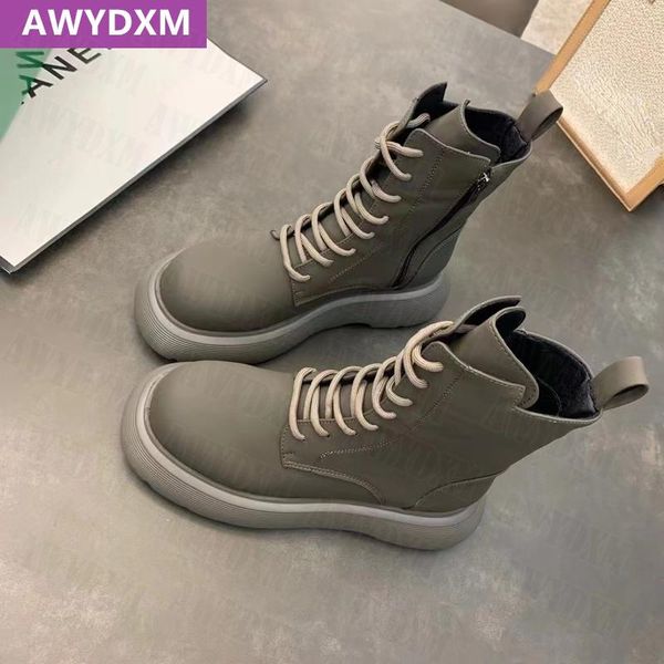 

boots low heels snow wedges women shoes platform fashion warm goth ankle motorcycle 2021 winter designer lady zapatos, Black