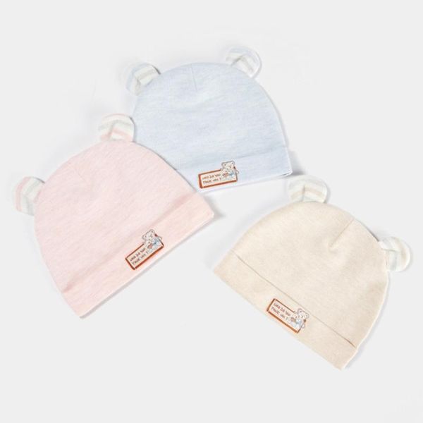 

caps & hats 0-6 months baby cotton hat cute bear ears boys girls beanie born infant 39xf, Yellow