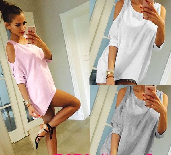 

womens off shoulder loose shirt fashion ladies summer casual blouse shirt, White