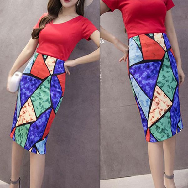 

skirts floral printed womens stretch pencil high waist bodycon midi skirt, Black