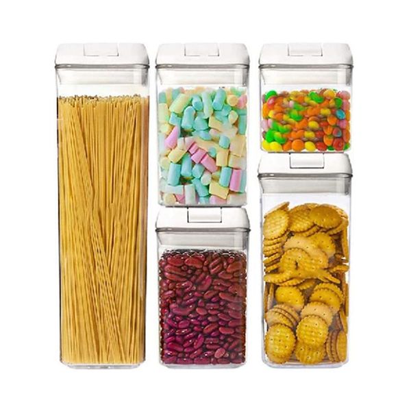 

storage bottles & jars 5pcs plastic food container jar set with lid kitchen bulk sealed refrigerator multigrain tank for cereal