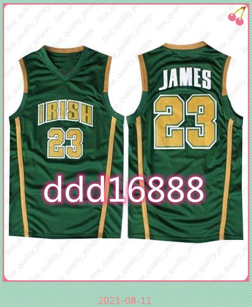 

ncaa 23 james high school white yellow green mens basketball jerseys s-xxl, Black;red