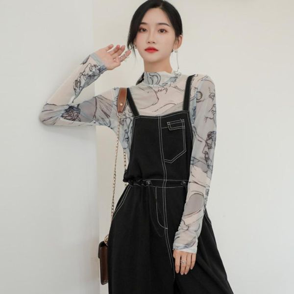 

women's blouses & shirts 2021 spring and summer design temperament lace mesh half high collar slim fit t-shirt, White