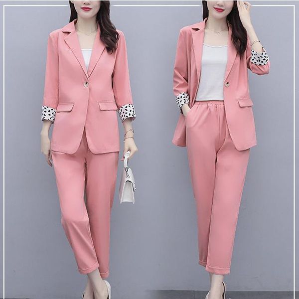 

women's two piece pants female 2 set business suit for clothing jackets autumn winter trouser pant ladies blazer pantsuit 2021, White