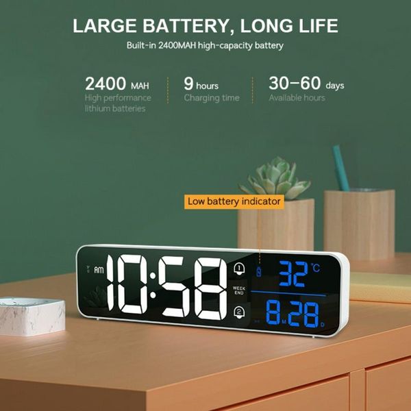 

desk & table clocks black charging intelligent voice control digital electronic alarm clock led home calendar living room wall