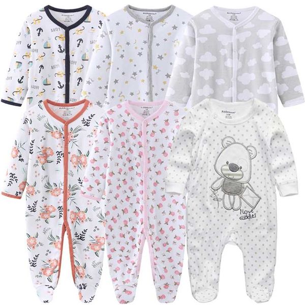 

0-12months baby rompers born girls&boys 100%cotton clothes of long sheeve 1/2/3piece infant clothing pajamas overalls 211011, Blue