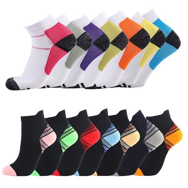 

sports socks ankle compression 6 pairs set men and women nylon pressure running cycling short sport sock wholesale, Black