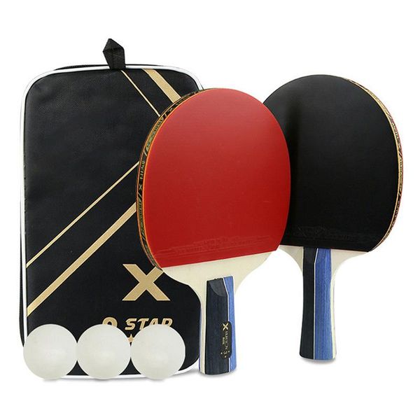 

table tennis raquets 1 pair 3 star solid wood rackets double face pimples-in rubber bats balls for teenagers home sport