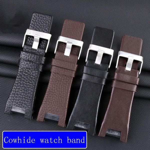 

watch bands cowhide leather strap men's for dz1216\1273\4246 dedicated interface notch 32mm black brown wristband