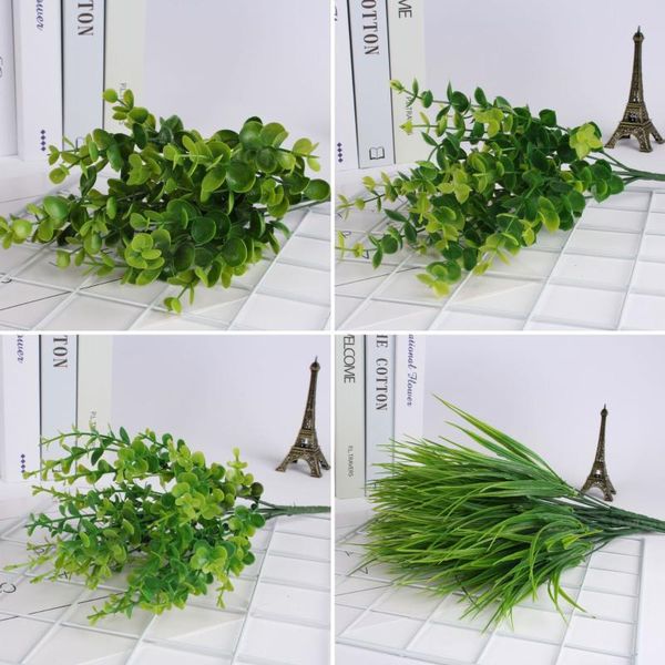 

simulation eucalyptus leaves plastic plants potted garden decoration artificial green leaf decor home wedding wall layout decorative flowers