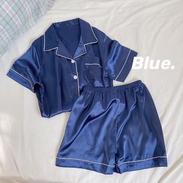 

plus size pajamas with womens sleepwears shorts summer home clothes solid loungewear 5xl pyjama femme satin sleepwear, Black;red