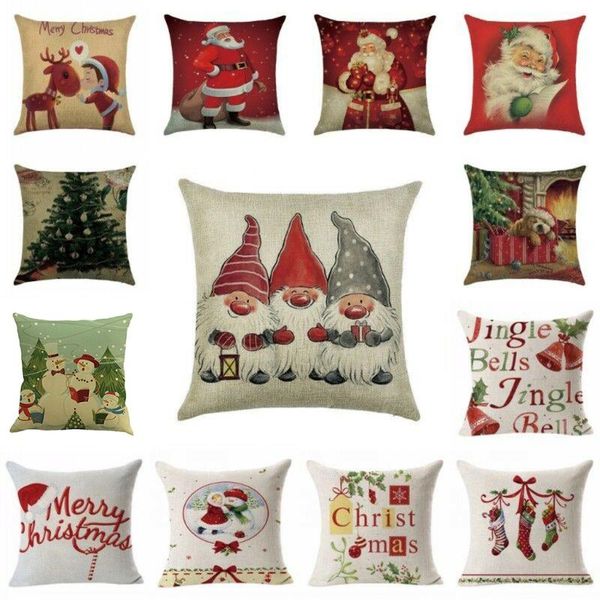 

pillow case 2021 christmas home decoration xmas decor santa cotton linen sofa car throw cushion cover