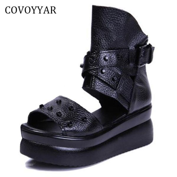 

summer rivets gladiator sandals women wedges casual shoes back zip booties black big sizes wss353