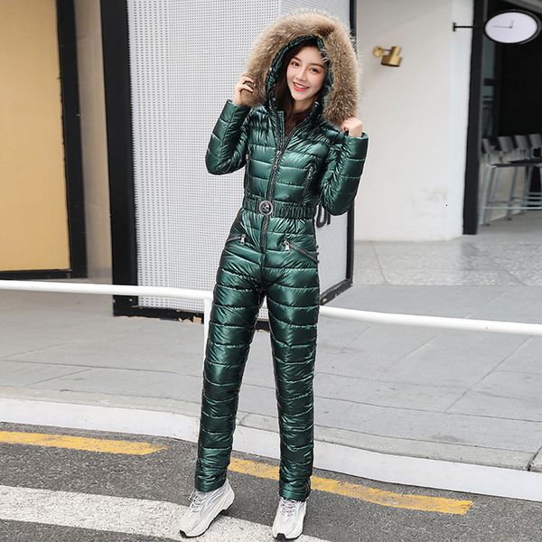 

senior designer winter warm skipak elegant cato capuchon jackets metal silver rits one piece jumpsuit women casual training packages, Gray