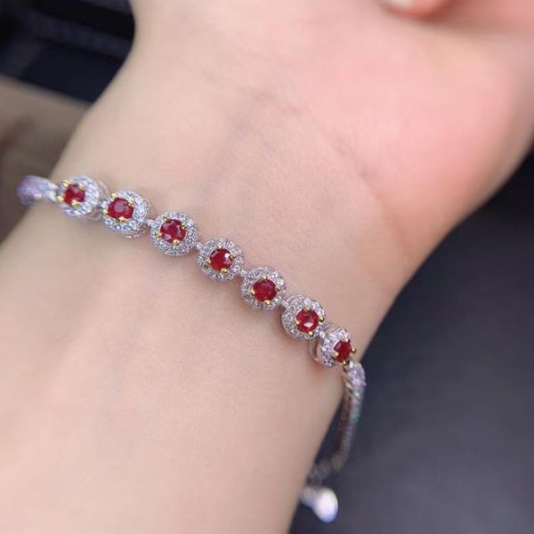 

other bracelets style ruby bracelet natural and real bangle 925 sterling silver fine jewelry, Golden;silver