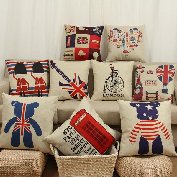 

brief england style cushion cover cotton linen decorative pillowcase chair seat square 45x45cm pillow home living textile cushion/decorative