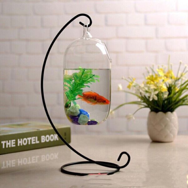 

15cm suspended transparent hanging glass fish tank infusion bottle aquarium flower plant vase for home decoration ( aquariums